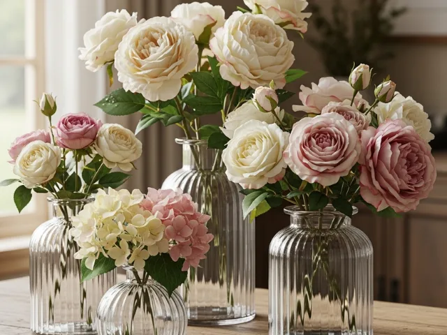 artificial flowers and vase