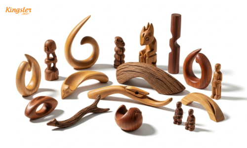 carved wooden pieces