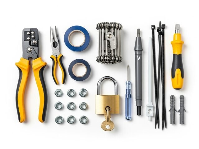 Electrical supply and fitting hardware tools and lock